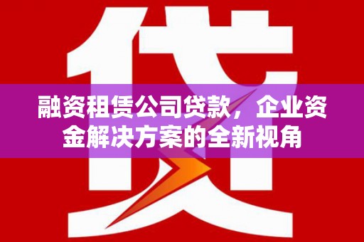 拉孜融资租赁公司贷款，企业资金解决方案的全新视角