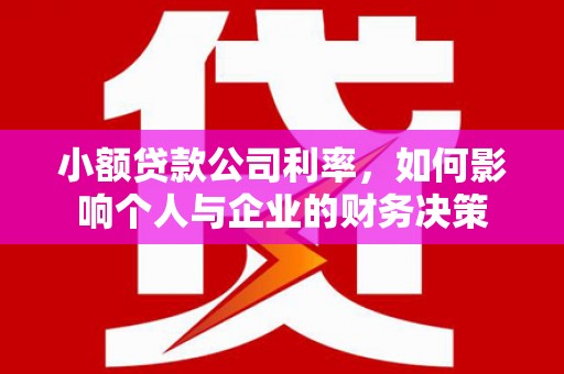 拉孜小额贷款公司利率，如何影响个人与企业的财务决策