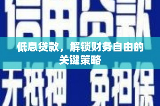 拉孜低息贷款，解锁财务自由的关键策略
